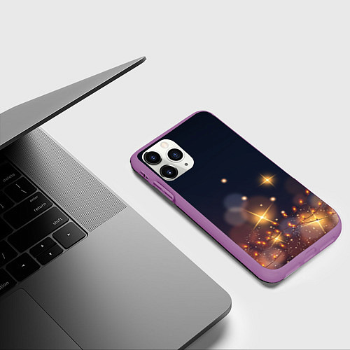 Чехол iPhone 11 Pro матовый Новогодняя тема 2023 / 3D-Фиолетовый – фото 3