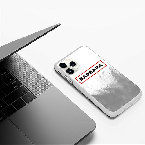Чехол iPhone 11 Pro матовый Варвара - в красной рамке на светлом / 3D-Белый – фото 3