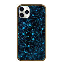 Чехол iPhone 11 Pro матовый Нейроны - всемирная паутина на черном фоне, цвет: 3D-коричневый