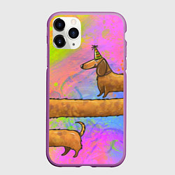 Чехол iPhone 11 Pro матовый Очень-очень длинная такса, цвет: 3D-фиолетовый