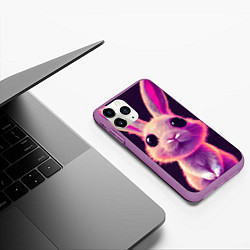 Чехол iPhone 11 Pro матовый Кролик 3Д арт, цвет: 3D-фиолетовый — фото 2