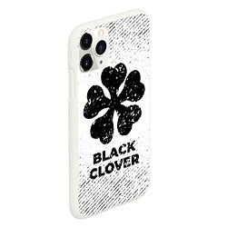 Чехол iPhone 11 Pro матовый Black Clover с потертостями на светлом фоне, цвет: 3D-белый — фото 2