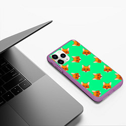Чехол iPhone 11 Pro матовый Эстетика Полигональные лисы, цвет: 3D-фиолетовый — фото 2