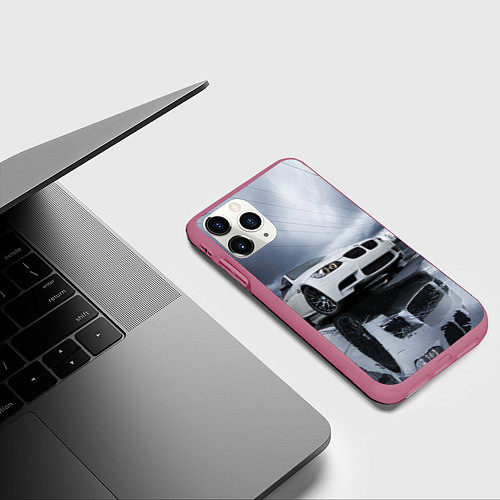 Чехол iPhone 11 Pro матовый Беха классная тачка / 3D-Малиновый – фото 3