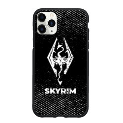 Чехол iPhone 11 Pro матовый Skyrim с потертостями на темном фоне, цвет: 3D-черный