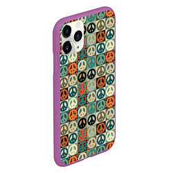 Чехол iPhone 11 Pro матовый Peace symbol pattern, цвет: 3D-фиолетовый — фото 2