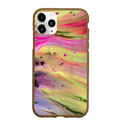 Чехол iPhone 11 Pro матовый Растекающиеся краски, цвет: 3D-коричневый