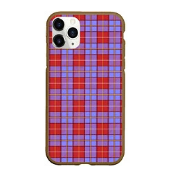 Чехол iPhone 11 Pro матовый Ткань Шотландка красно-синяя, цвет: 3D-коричневый