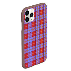 Чехол iPhone 11 Pro матовый Ткань Шотландка красно-синяя, цвет: 3D-коричневый — фото 2