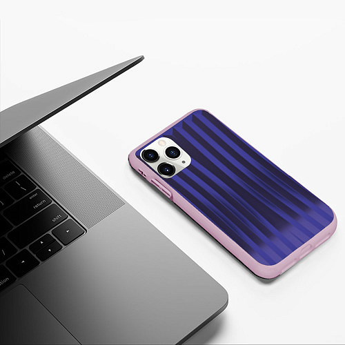 Чехол iPhone 11 Pro матовый Строгий узор в полоску, который стройнит / 3D-Розовый – фото 3