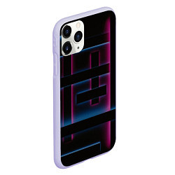 Чехол iPhone 11 Pro матовый Абстрактные неоновые панели, цвет: 3D-светло-сиреневый — фото 2