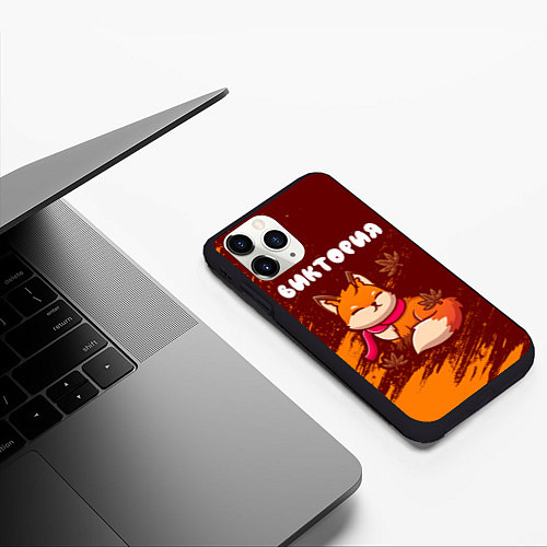 Чехол iPhone 11 Pro матовый Виктория осенняя лисичка / 3D-Черный – фото 3