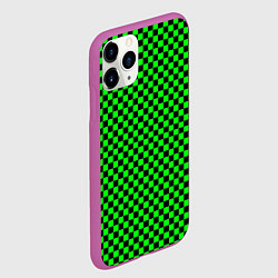 Чехол iPhone 11 Pro матовый Зелёная шахматка - паттерн, цвет: 3D-фиолетовый — фото 2
