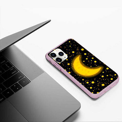 Чехол iPhone 11 Pro матовый Полумесяц и звезды / 3D-Розовый – фото 3