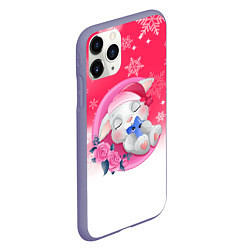 Чехол iPhone 11 Pro матовый Зайка спит на месяце, цвет: 3D-серый — фото 2