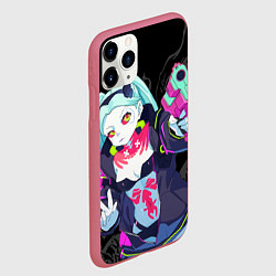 Чехол iPhone 11 Pro матовый Ребекка: Cyberpunk, цвет: 3D-малиновый — фото 2