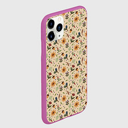 Чехол iPhone 11 Pro матовый Растения на бежевом фоне, цвет: 3D-фиолетовый — фото 2
