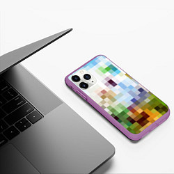 Чехол iPhone 11 Pro матовый Пиксельная абстракция, цвет: 3D-фиолетовый — фото 2