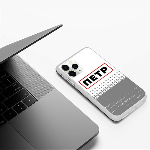 Чехол iPhone 11 Pro матовый Петр - в красной рамке на светлом / 3D-Белый – фото 3