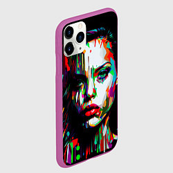 Чехол iPhone 11 Pro матовый Анджелина Джоли - поп-арт, цвет: 3D-фиолетовый — фото 2