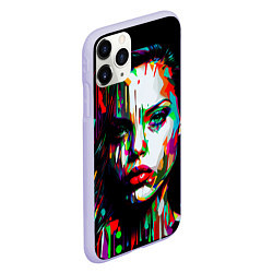 Чехол iPhone 11 Pro матовый Анджелина Джоли - поп-арт, цвет: 3D-светло-сиреневый — фото 2