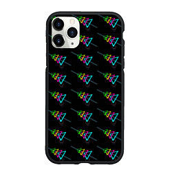 Чехол iPhone 11 Pro матовый Colored triangles, цвет: 3D-черный