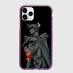 Чехол iPhone 11 Pro матовый Повелитель тьмы на подработке - Демон Садао, цвет: 3D-фиолетовый