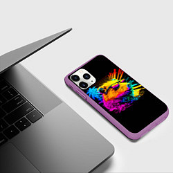 Чехол iPhone 11 Pro матовый Капибара в тёмных очках - поп арт, цвет: 3D-фиолетовый — фото 2