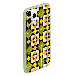 Чехол iPhone 11 Pro матовый Геометрический золотистый паттерн, цвет: 3D-салатовый — фото 2