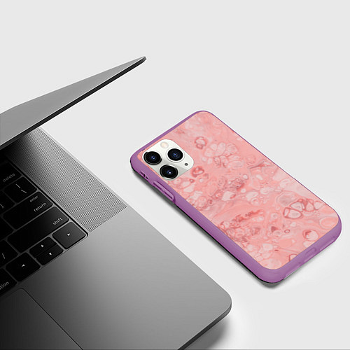 Чехол iPhone 11 Pro матовый Розовые волны / 3D-Фиолетовый – фото 3