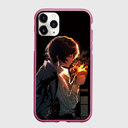 Чехол iPhone 11 Pro матовый Дазай Осаму - Бродячие псы, цвет: 3D-малиновый