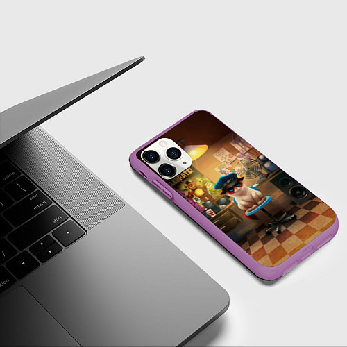 Чехол iPhone 11 Pro матовый Сердитый кот / 3D-Фиолетовый – фото 3