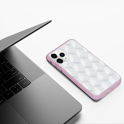 Чехол iPhone 11 Pro матовый Абстрактная серая геометрическая текстура, цвет: 3D-розовый — фото 2