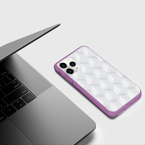 Чехол iPhone 11 Pro матовый Абстрактная серая геометрическая текстура / 3D-Фиолетовый – фото 3