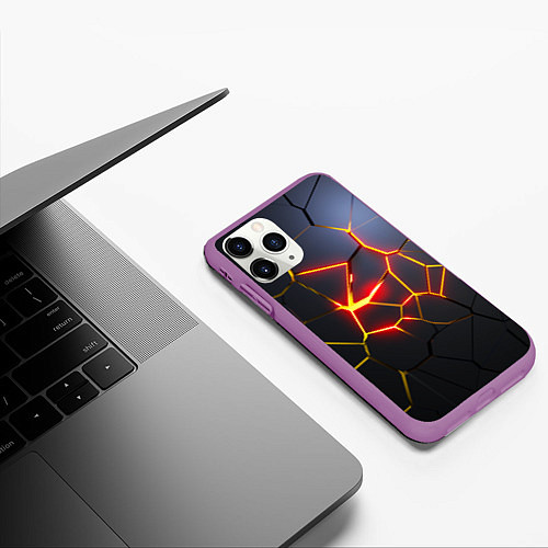 Чехол iPhone 11 Pro матовый Вулканическая активность / 3D-Фиолетовый – фото 3