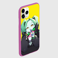 Чехол iPhone 11 Pro матовый Ребекка пьет коктель - Cyberpunk, цвет: 3D-фиолетовый — фото 2