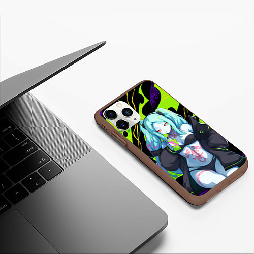 Чехол iPhone 11 Pro матовый Ребекка - органический зеленый / 3D-Коричневый – фото 3