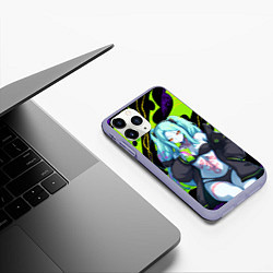 Чехол iPhone 11 Pro матовый Ребекка - органический зеленый, цвет: 3D-светло-сиреневый — фото 2