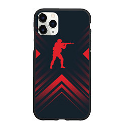 Чехол iPhone 11 Pro матовый Красный символ Counter Strike на темном фоне со ст, цвет: 3D-черный