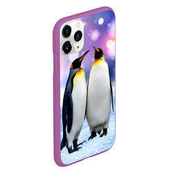 Чехол iPhone 11 Pro матовый Пингвины на снегу, цвет: 3D-фиолетовый — фото 2
