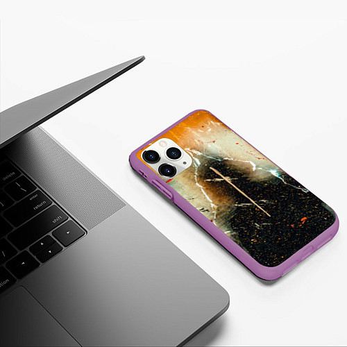 Чехол iPhone 11 Pro матовый Туман, тени и краски / 3D-Фиолетовый – фото 3