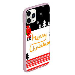 Чехол iPhone 11 Pro матовый Merry christmas - Санта Клаус, цвет: 3D-розовый — фото 2