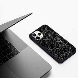 Чехол iPhone 11 Pro матовый Нежные цветы - лилии: черно белыи, цвет: 3D-черный — фото 2