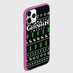 Чехол iPhone 11 Pro матовый Новогодний свитер - Genshin impact, цвет: 3D-фиолетовый — фото 2