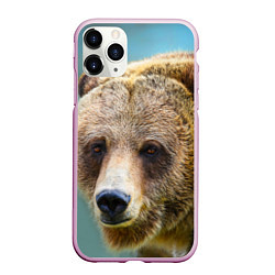 Чехол iPhone 11 Pro матовый Русский бурый медведь, цвет: 3D-розовый