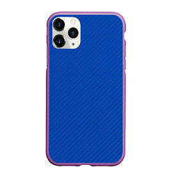 Чехол iPhone 11 Pro матовый Плетёная синяя ткань - паттерн, цвет: 3D-фиолетовый