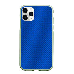 Чехол iPhone 11 Pro матовый Плетёная синяя ткань - паттерн, цвет: 3D-салатовый