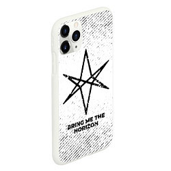 Чехол iPhone 11 Pro матовый Bring Me the Horizon с потертостями на светлом фон, цвет: 3D-белый — фото 2