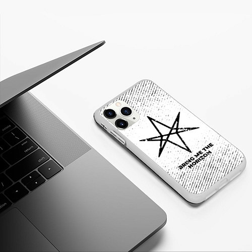 Чехол iPhone 11 Pro матовый Bring Me the Horizon с потертостями на светлом фон / 3D-Белый – фото 3