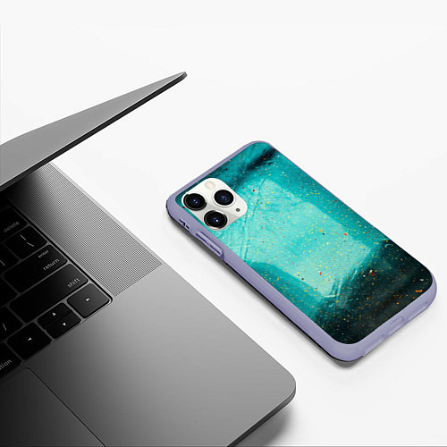 Чехол iPhone 11 Pro матовый Сине-зелёный туман и мазки красок / 3D-Светло-сиреневый – фото 3